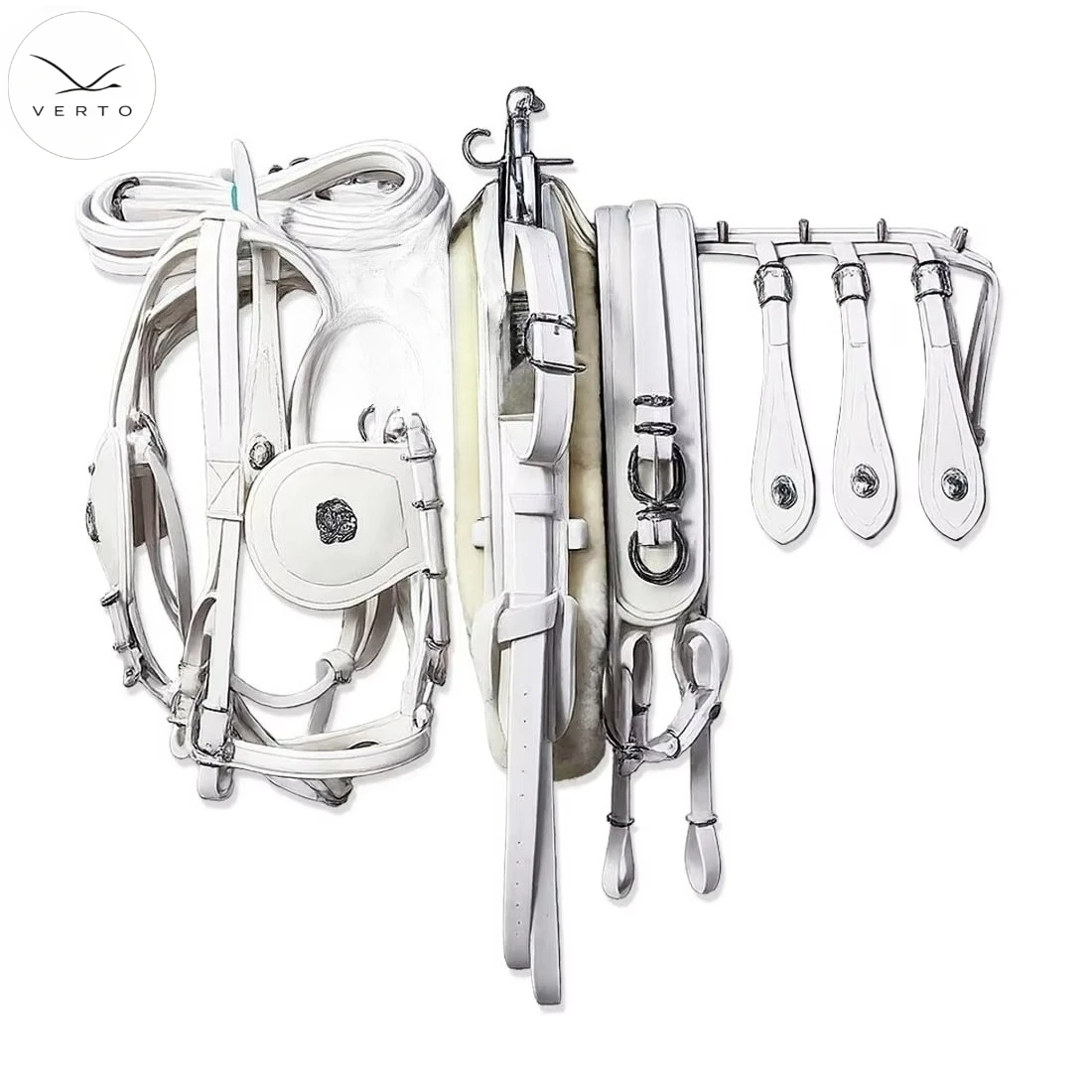 Custom PVC Horse Trotting Harness Set Quick Hitch Driving Harness for Equestrian Training Cart Use