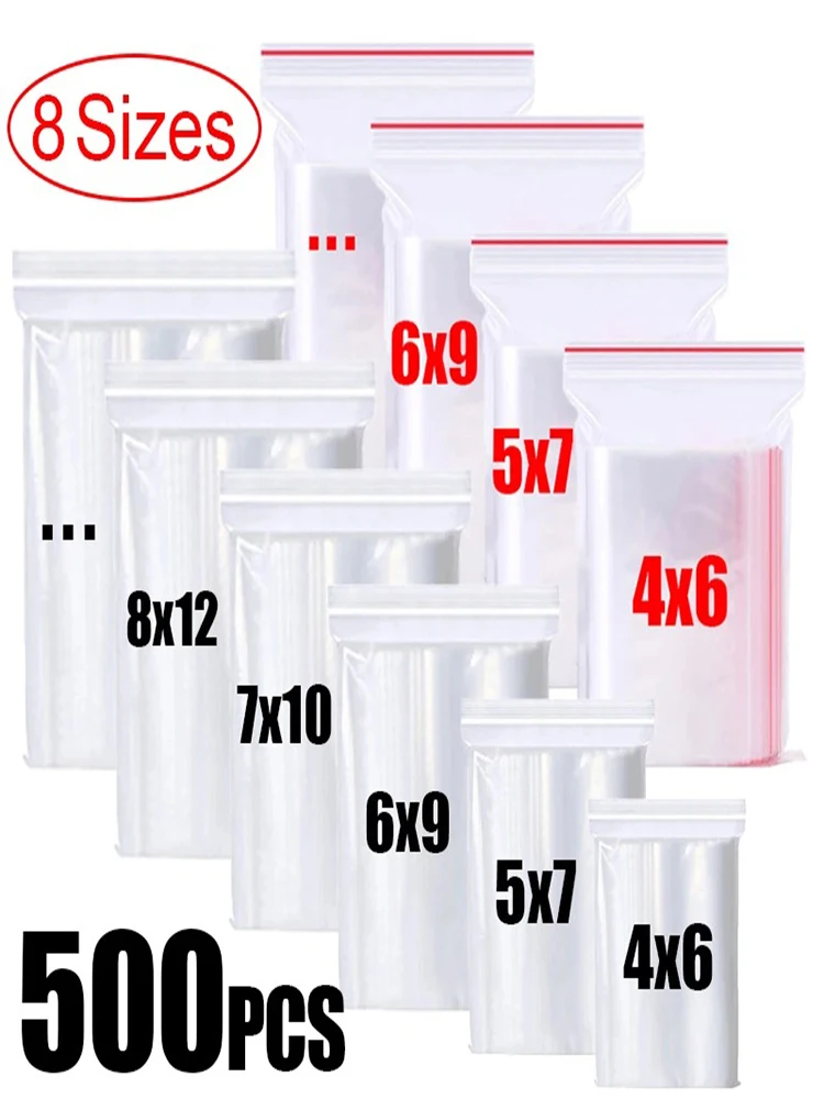 Sacs scellés à fermeture éclair, sac de rangement en plastique transparent pour petits bijoux, emballage alimentaire, fermetures à glissière refermables, poudre de banc, vente en gros