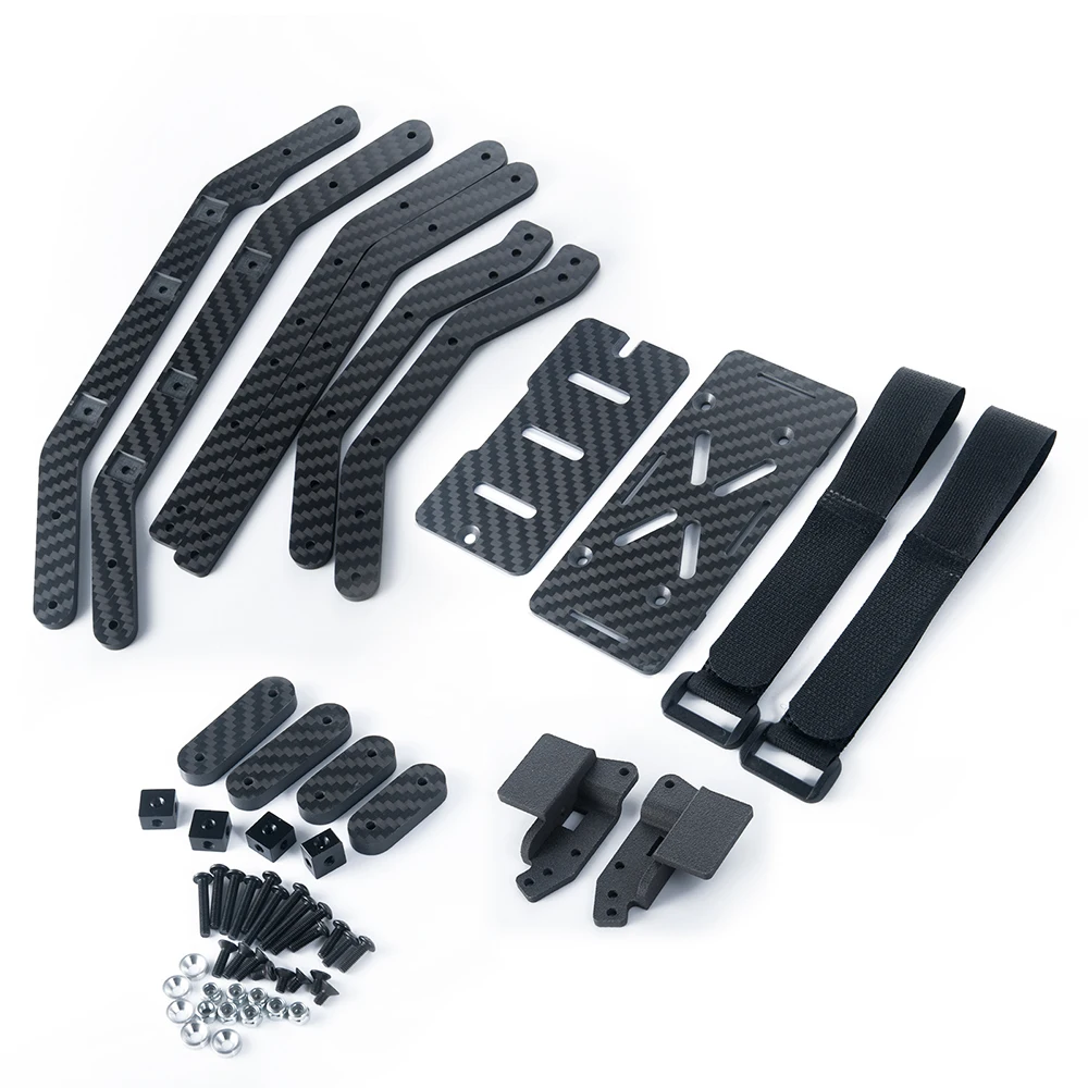 Yeahrun kit de viga de chassi de fibra de carbono com bandeja de bateria para 1/10 rc crawler trx4 bronco defender peças de atualização