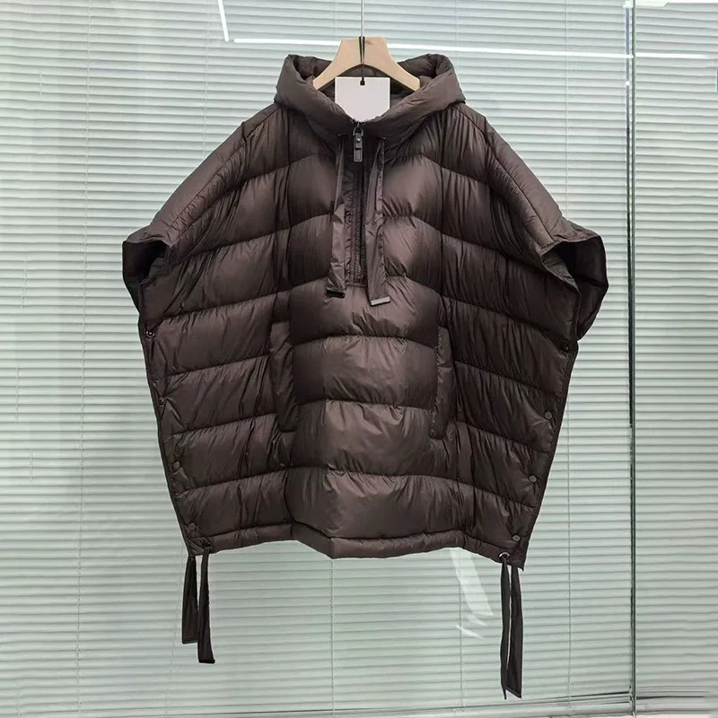 Schinteon-Chaleco Irregular de plumón de pato blanco 90% para mujer, chaqueta sin mangas con capucha, Top lujoso liso para Otoño e Invierno, novedad de 2025