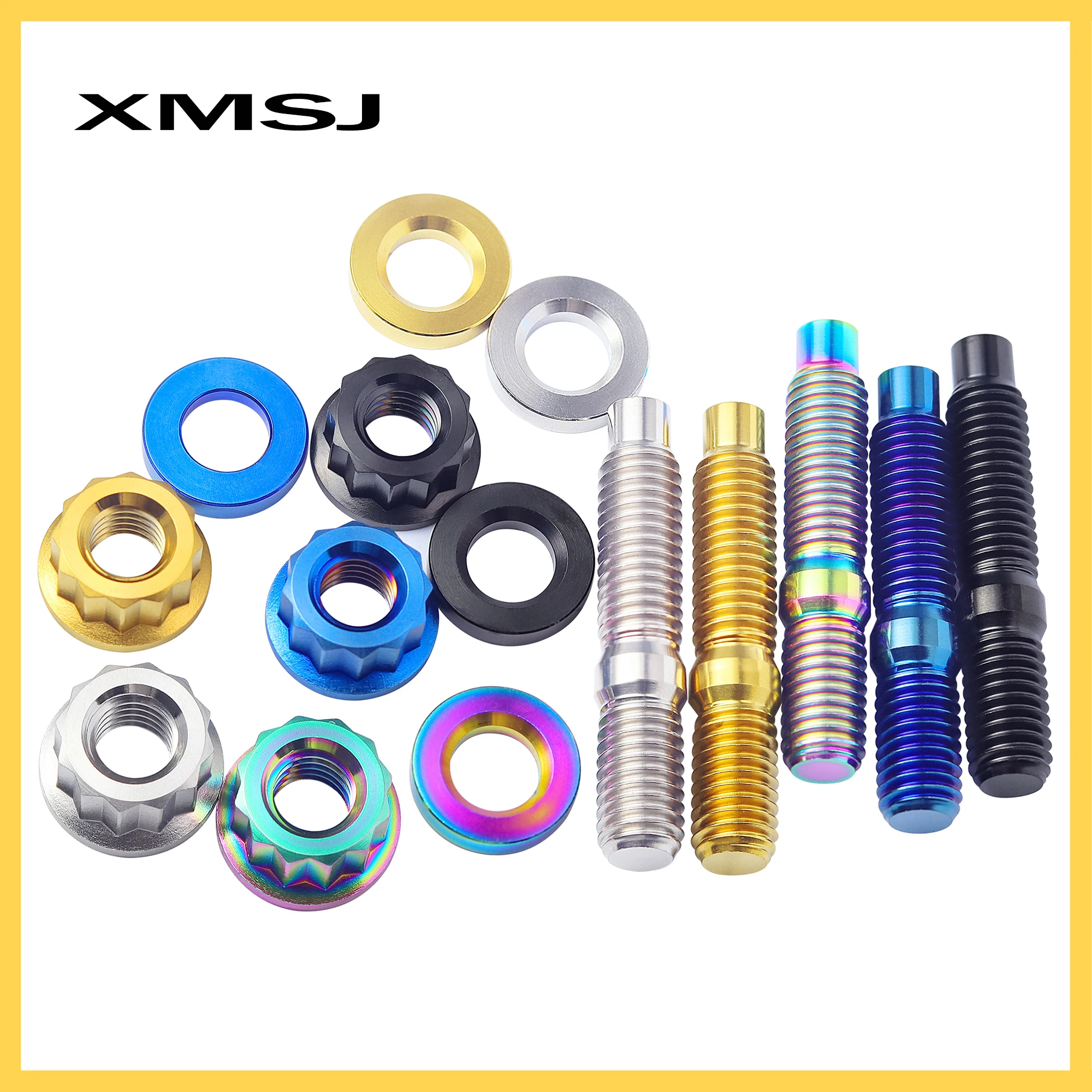 XMSJ M8/M10x45mm Titanium Alloy Intake Or Exhaust Manifold Stud Sawtooth Nut Bolt Flange Stud Used For Automobile Parts