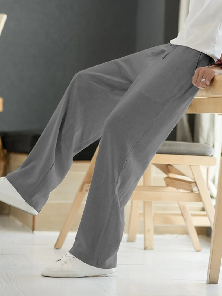 

Мужские летние легкие повседневные брюки из льна и хлопка, свободного кроя, прямые, дышащие, удобные, модные, в городском стиле