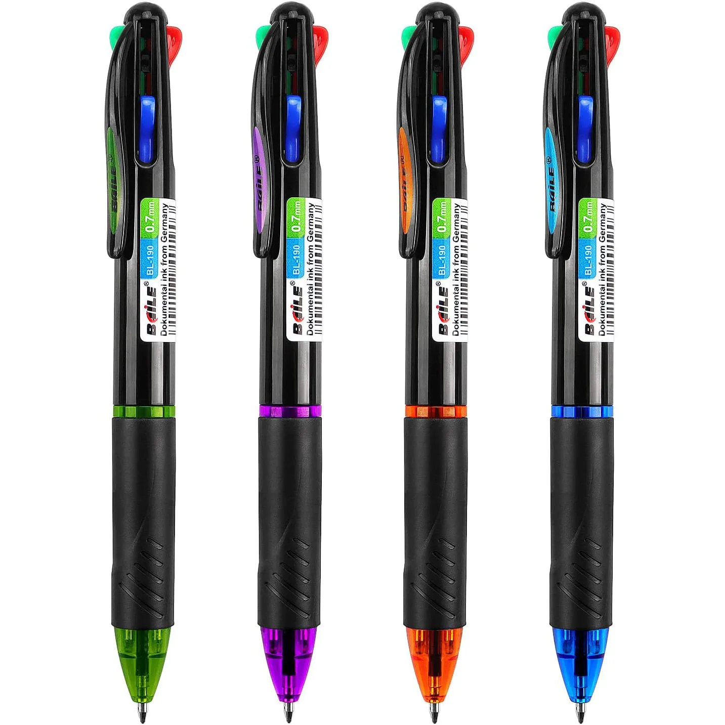 

4 Pack Multicolor Ballpoint Pens 4-in-1 0.7mm Colored Retractable Ballpoint Gift Pens for Office School Supplies Students Gift