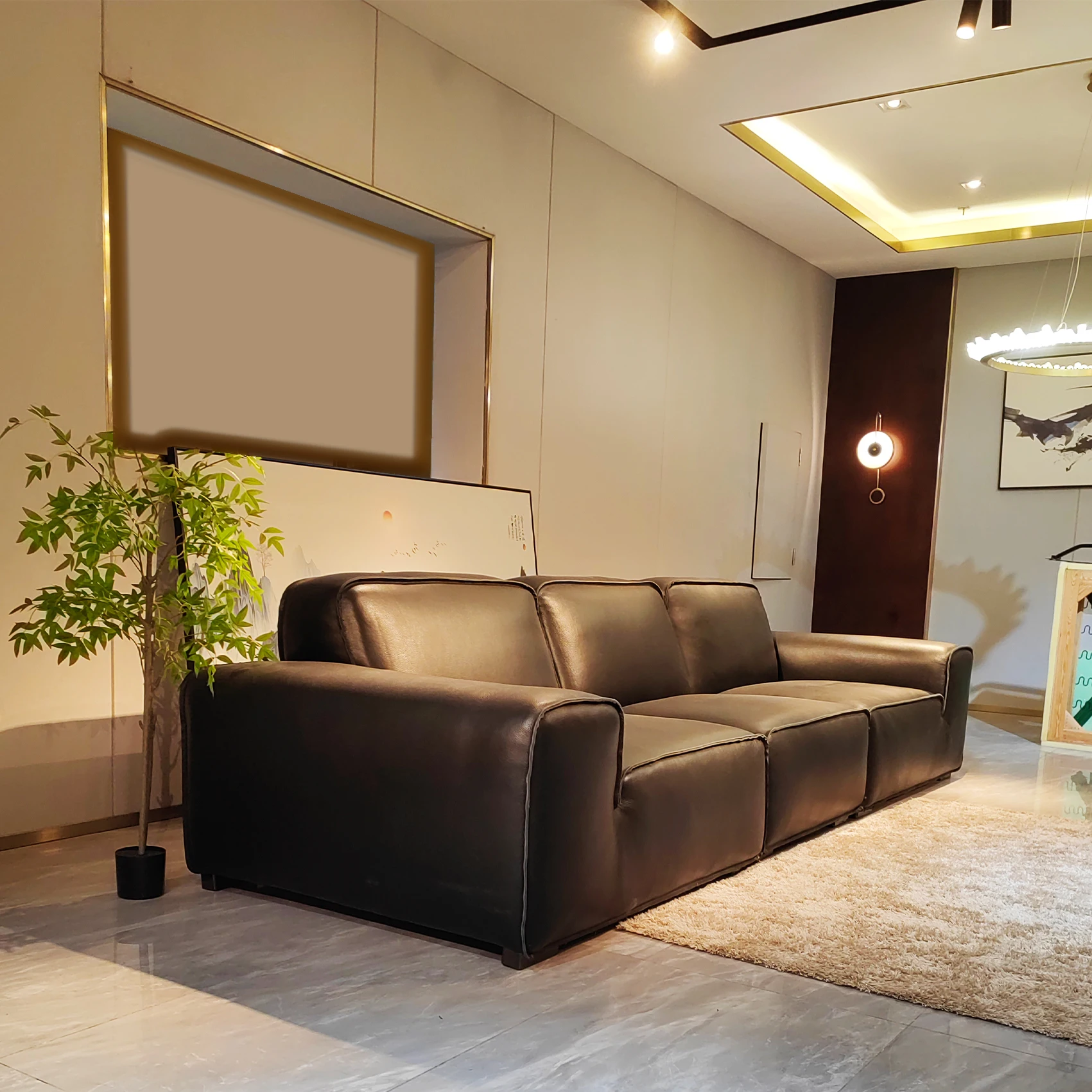 *# Modern Italian Luxury Minimalist Modular Living Room Furniture Couch Set Chesterfield Design 3 Seater Sectional Leather Sofa