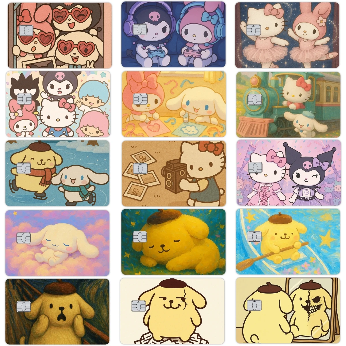 

Kuromi Hello Kitty Anime Cartoon Diy Credit Debit Card Stickers Cartoon My Melody Pochacco Visa Bank Card Sticker Film Skin Gift