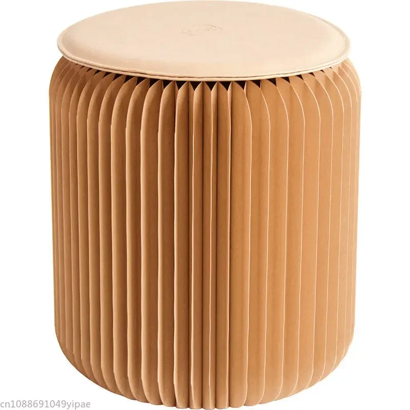 Paper Folding Round Stool for Changing Shoes, Home Living Room Small Stool, Stackable, Outdoor Travel, Portable Furniture