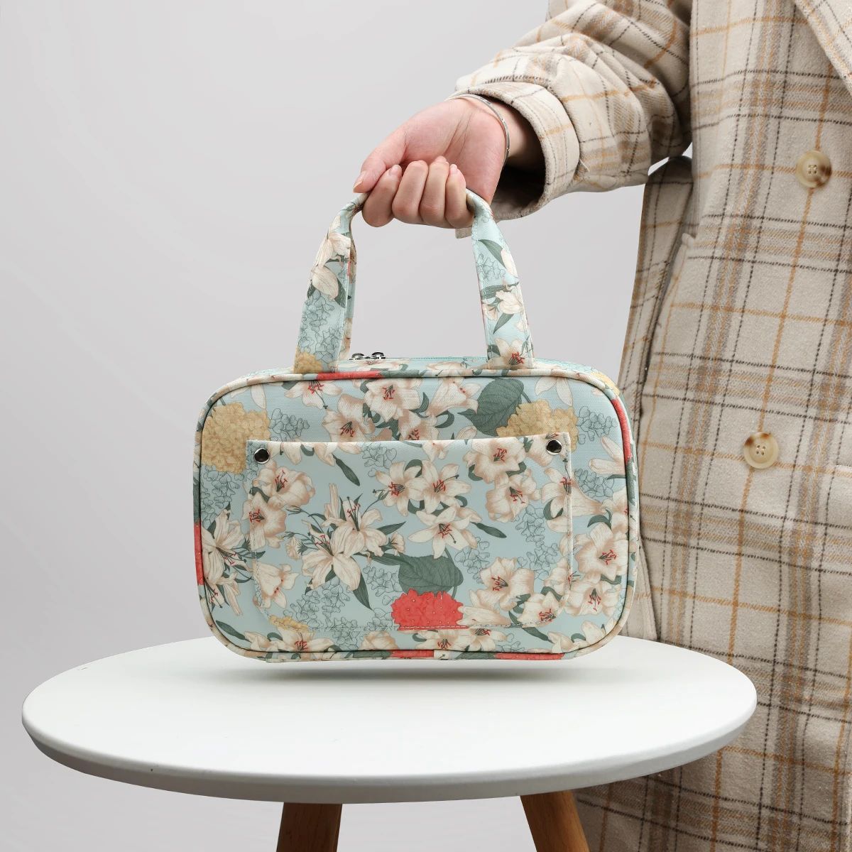 

Green Lily Crochet Hook Storage Bag Oxford Knitting Needles Organizer Bag Scissors Ruler Sewing Tool Accessories Storage Bag