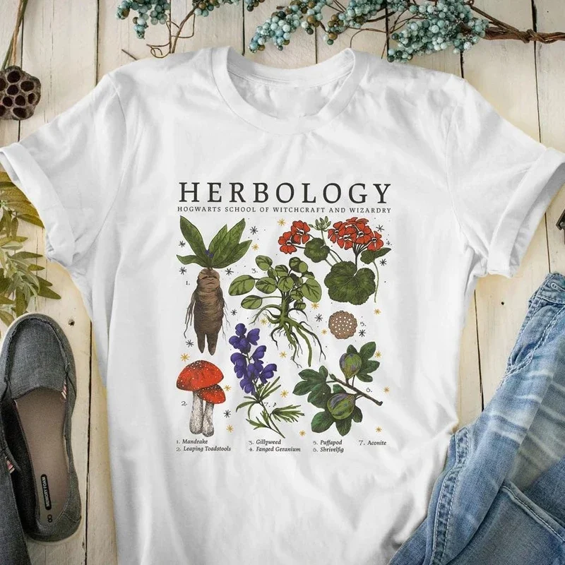 Vintage Botanical Mandragora Tshirt Herbology Plants Colored Print T-shirtCamiseta Aesthetic Women Gardening Graphic Tee Top