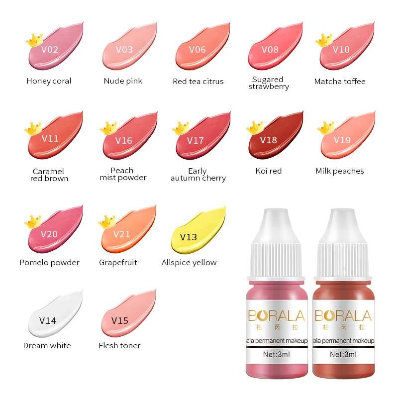 Professional Microblading Tattoo Ink Pigment 3ml 15 Colors Semi-Permanent for Eyebrow Lip Eyeliner Body Art Makeup Supplies