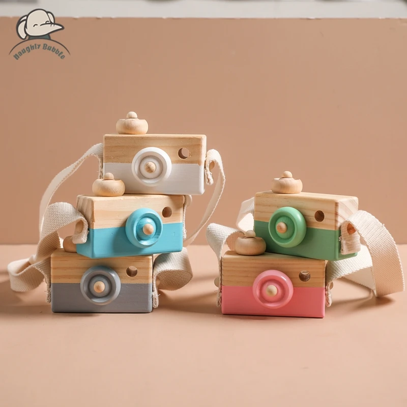 Wooden Fashion Camera Baby Toys Pendant Wooden DIY Name/Pattern Presents Nursing Gift Outdoor Toy Baby's Room Wooden Decoration