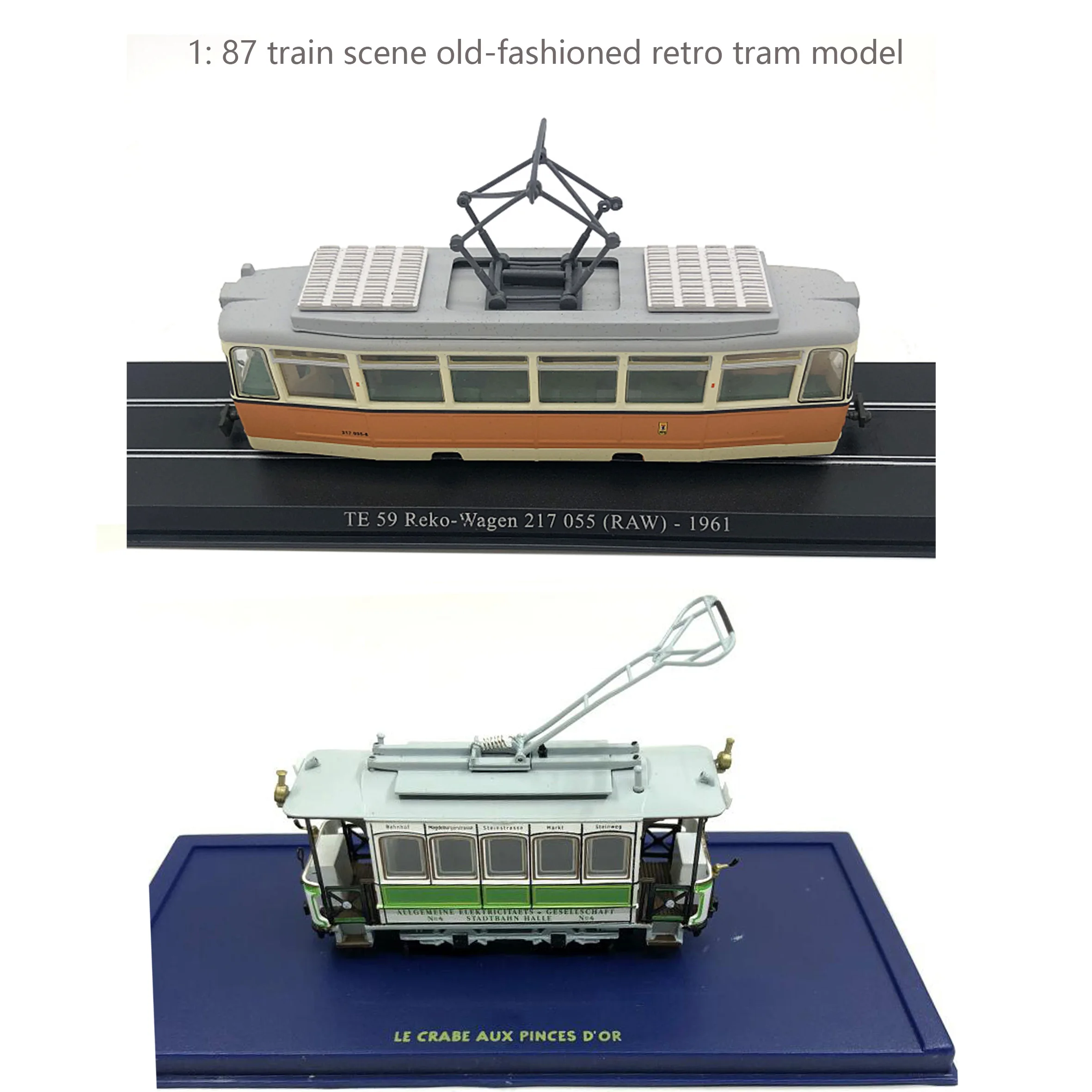 1: 87 train scene old-fashioned retro tram model  Finished product model