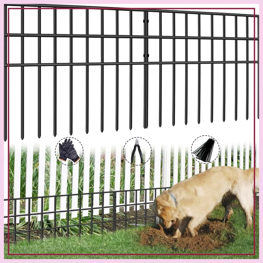 

42.5ft x 13in No Dig Garden Fence, 30 Panels Rustproof Animal Barrier for Dog Rabbit, Yard Edging