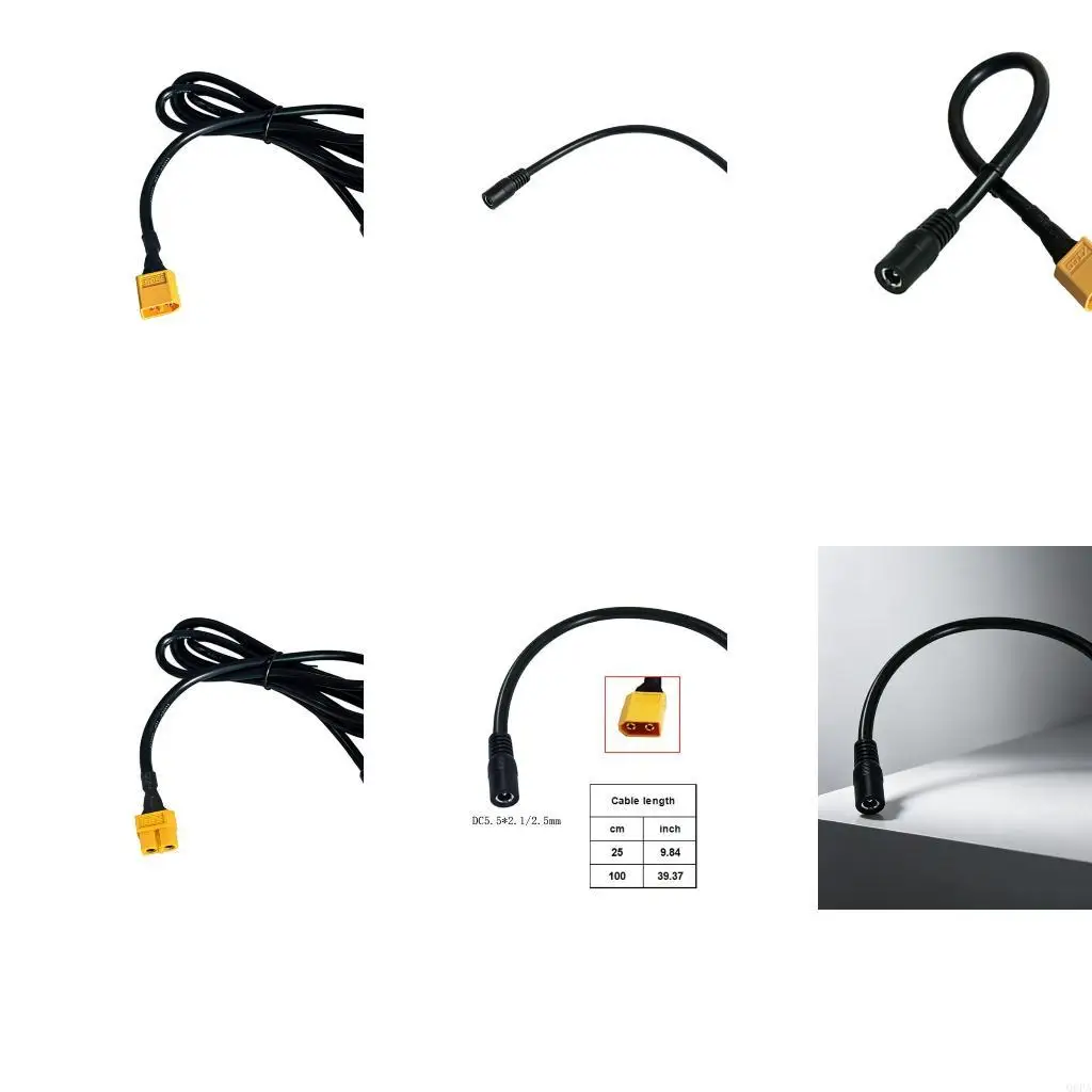 Q6PA Black to 5.5 X 2.5 Mm Female/Male Power Cable for FPV Battery Routing, Monitor Use, and Electronics Connection