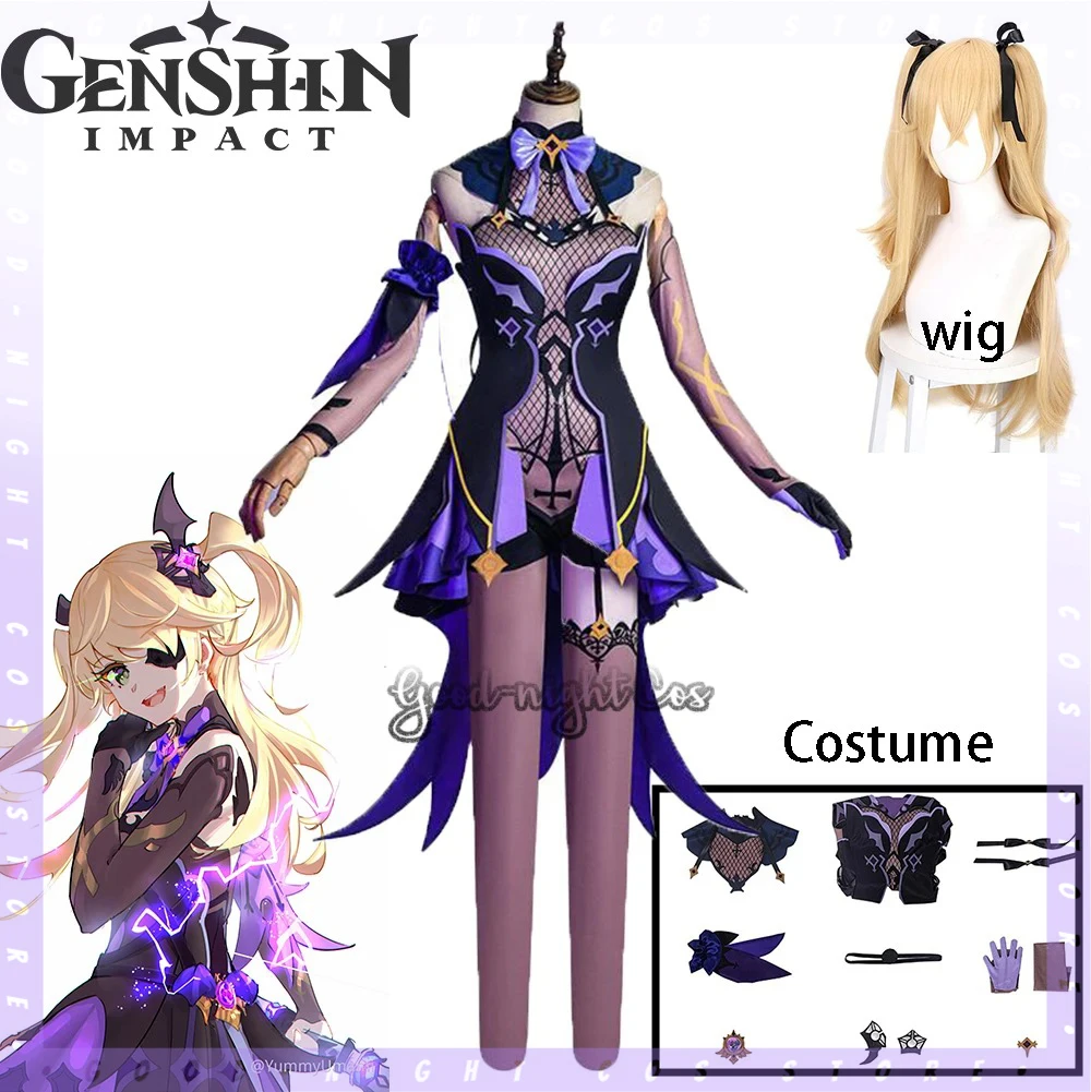 

Game Genshin Impact Fischl Cosplay Costume Anime Outfits Dress Fischl Wig Halloween Carnival Uniforms Cloth for Women full set