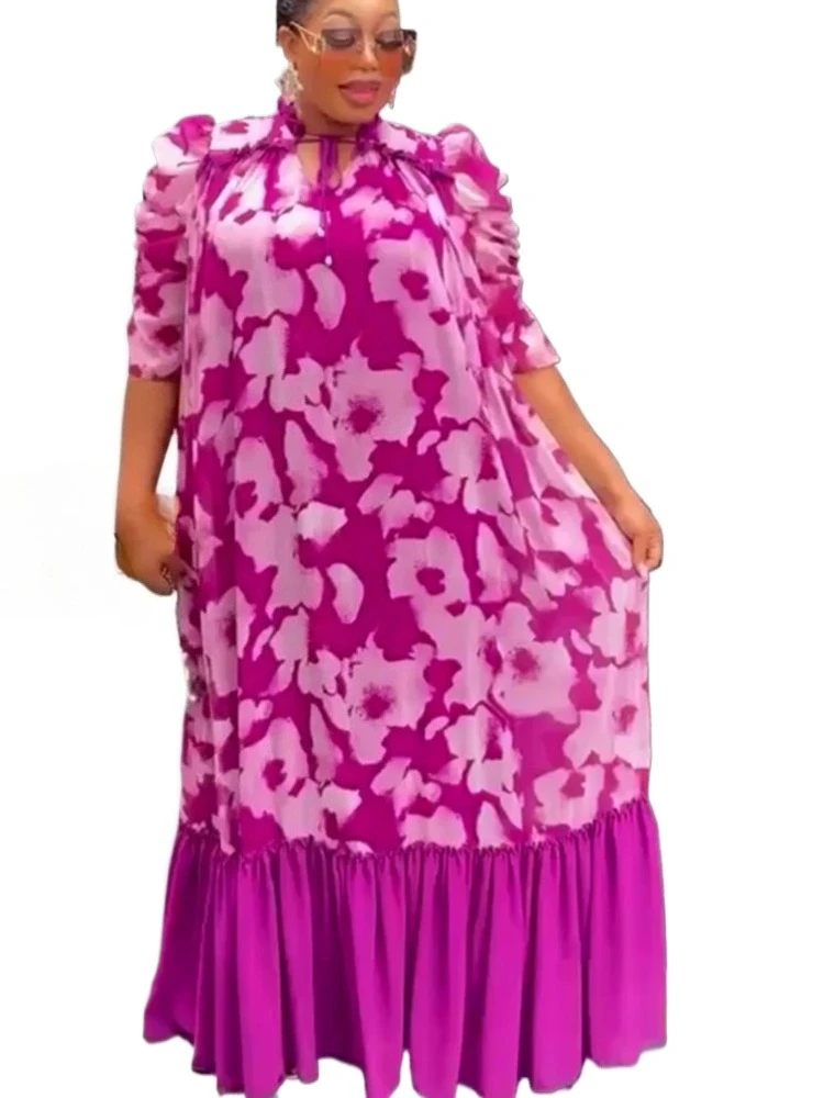 

Plus Size African Party Dresses for Women 2025 New Summer Fashion Dashiki Ankara Print Gown Elegant Turkey Muslim Maxi Dress