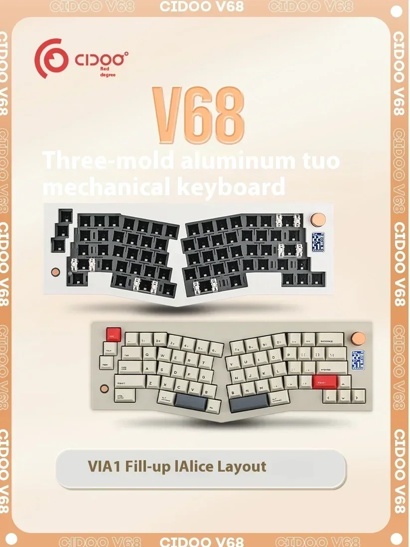 Imagem -04 - Alice Teclado Mecânico Liga de Alumínio Tri Mode Botão Multifuncional Jogos sem Fio Junta pc Presente Gamer Cidoo-v68