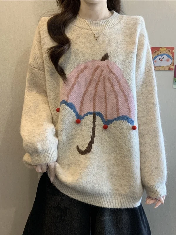 

Корейский вязаный свитер Sle Long Sve, женский мягкий пухлый топ на животе, ленивый топ, весна 2026, большие размеры, повседневный свободный крой