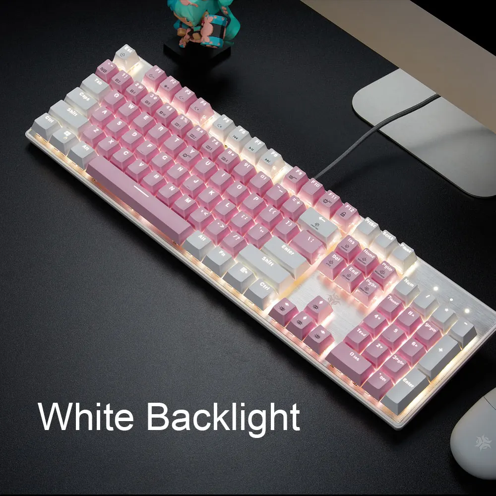Teclado mecánico HEXGEARS GK715S, teclas PBT de 104 teclas, interruptor rojo Kailh, teclado para juegos con retroiluminación blanca de intercambio en caliente y escritura de trabajo