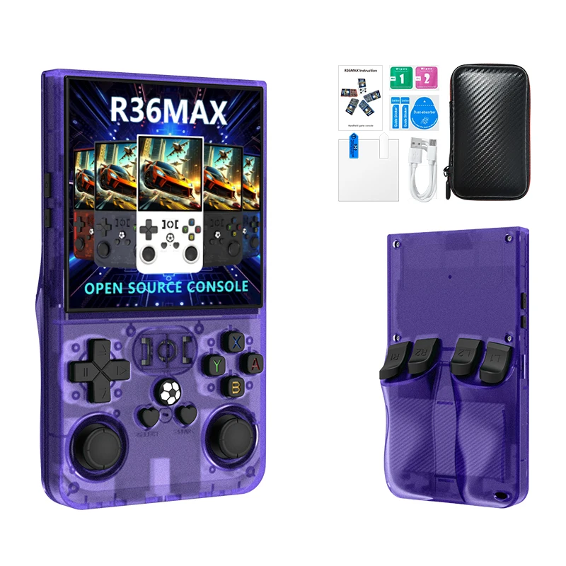R36 Max Retro Video Game Console Consola Portable Handheld Game Player Android Linux System 4.0 Inch IPS Screen 64GB 128GB Wifi