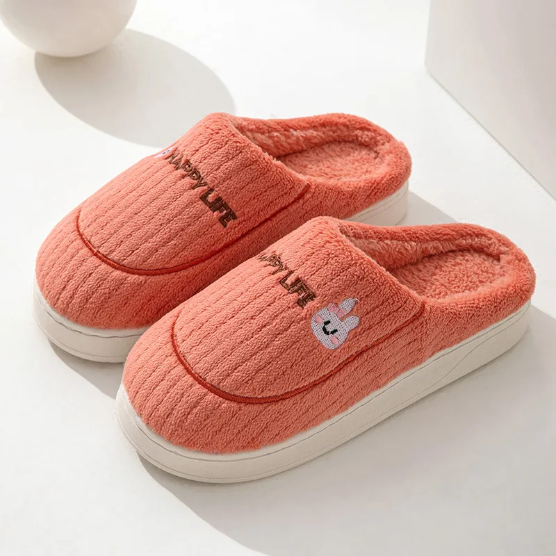 Thick Sole Home Outside Indoor Men and Women Couples Winter Household Warm Fluffy Slippers High Heels Plush Cotton Shoes Ladies