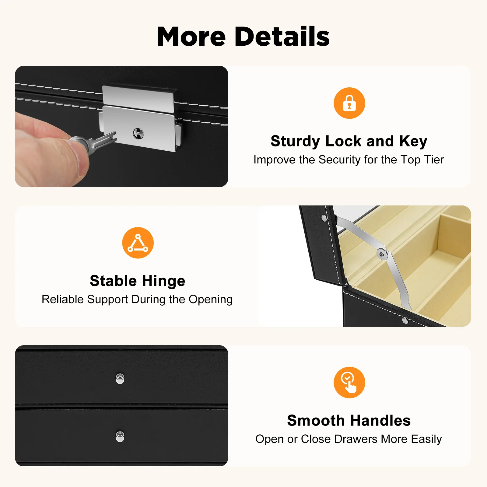 24-مقصورة عرض النظارات حالة بو MDF المواد 34*25*19 سنتيمتر 4 كجم الوزن الإجمالي 3.5 كجم الوزن الصافي 3-Tier درج صندوق تخزين #5