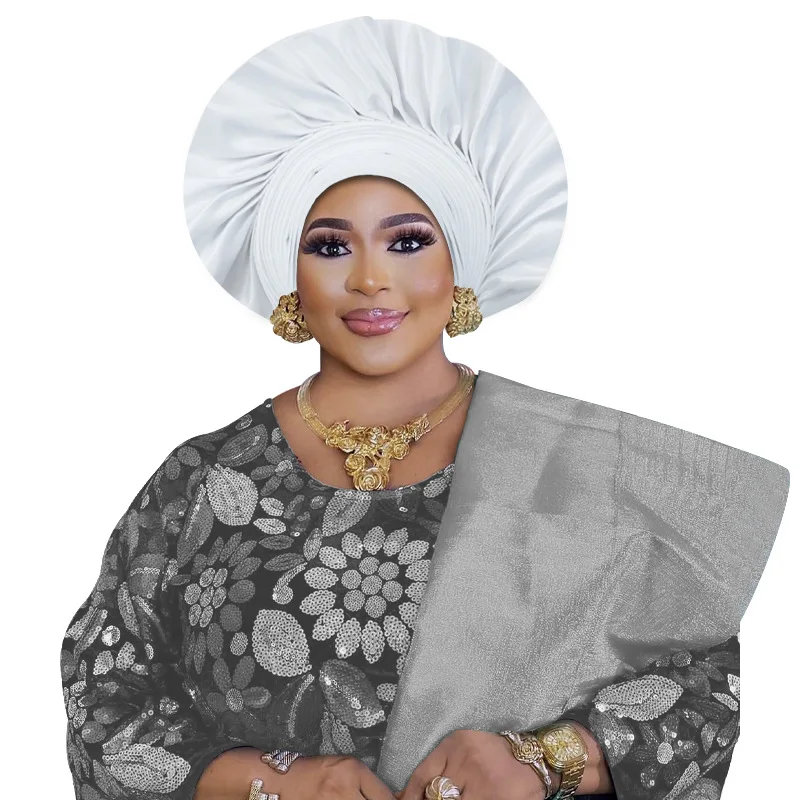 Afrikanische weibliche fächerförmige Auto Gele Alrady Made Headtie für Frauen Dame Headwraps Hochzeit Party Kopf Krawatten weibliche Turban Kappe Hüte