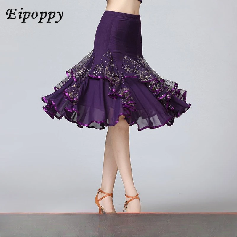 National Standard Modern Ballroom Dance Large Swing Skirt Embroidered Square Dance Skirt