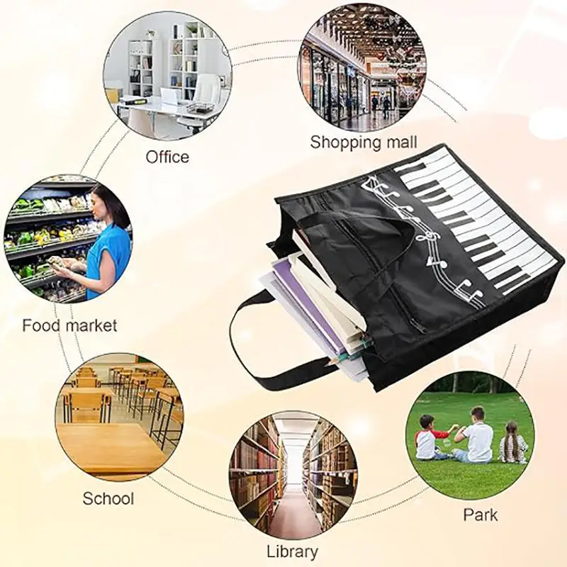 Bolso de mano duradero con teclas de Piano para regalo, bolsa de almacenamiento de comestibles creativa colorida, bolsa de compras de un solo hombro resistente para amantes de la música, 1 ud.