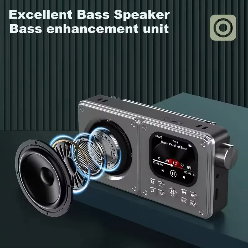 Portable FM Radio with Bluetooth | MP3 Player, LCD Screen Clock & Lyrics Display (16/32/64GB)