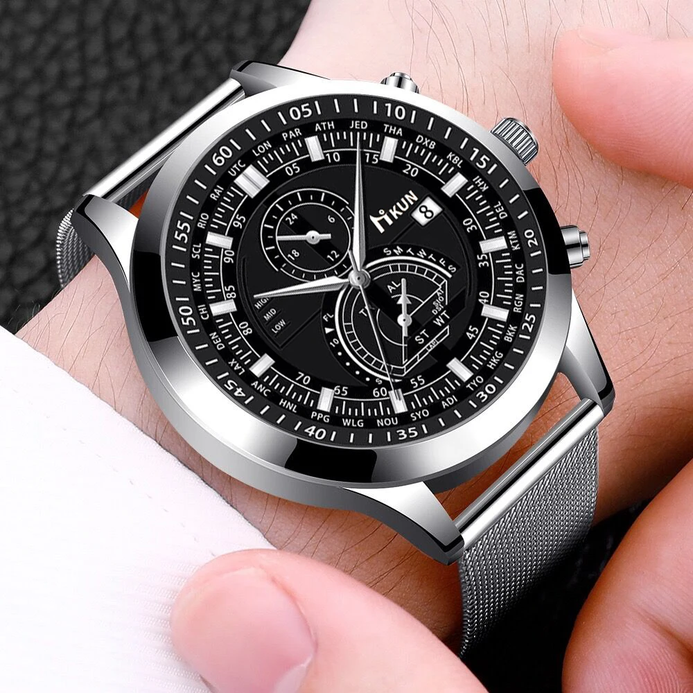 Fashionable and Personalized Men's Business Network Belt Versatile Quartz Watch