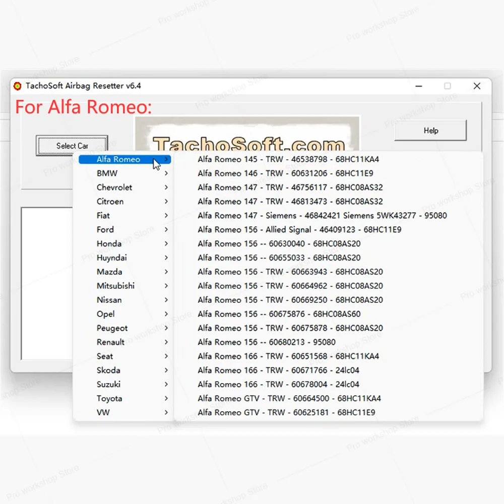 Tachosoft Airbag Resetter V6.4 per eliminare Crashdata da Airbag ECU Dumps Software per auto per rimuovere i dati di crash da airbag ECU