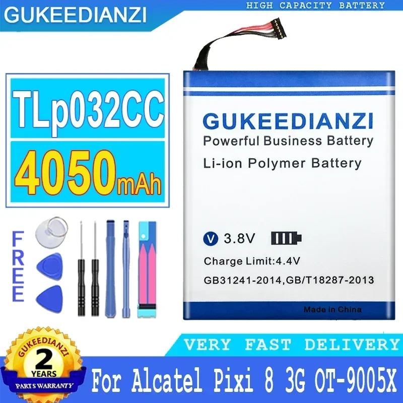 GUEllEDIANZI Batterie TLp032CC pour Alcatel One Touch Pixi 8 8.0 3G 9005X OT-9005X, Batterie Big Power avec outils gratuits, 4050mAh, Nouveau