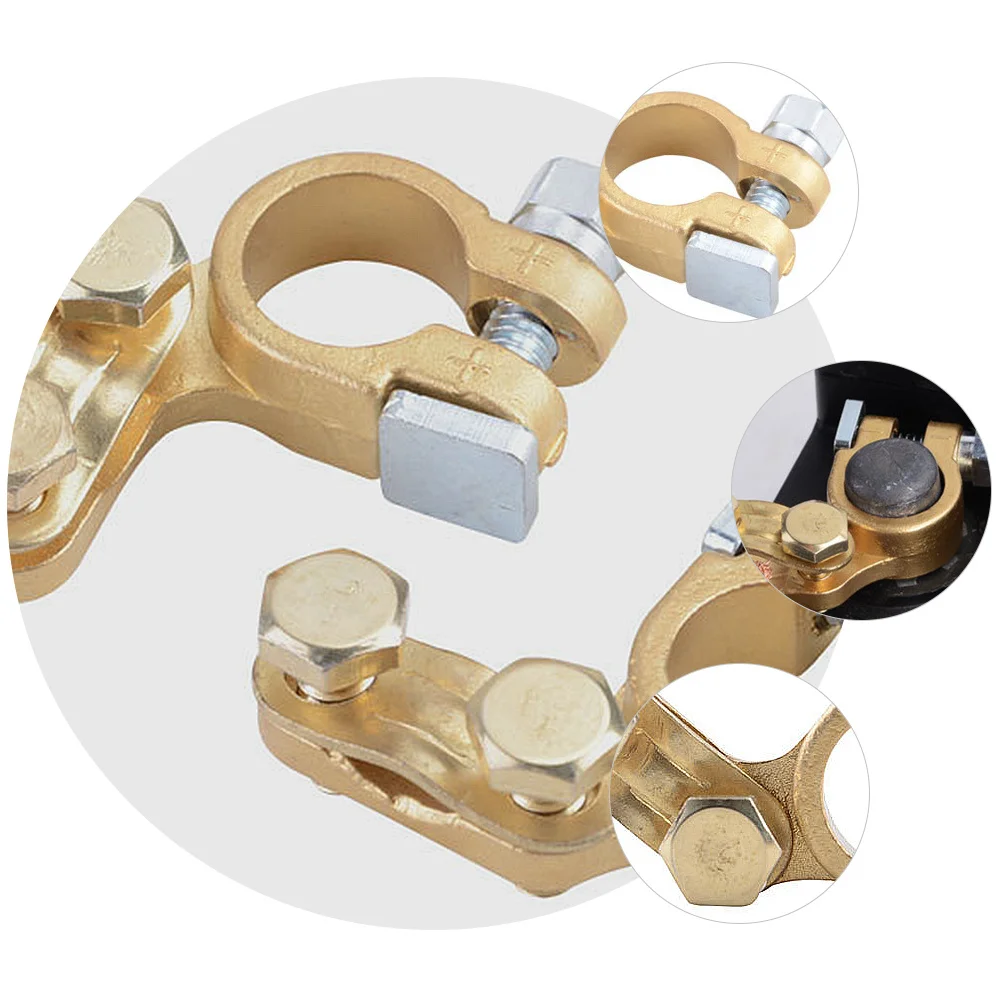 

1Pair Terminal Set Pure Brass Connectors Suitable for Standard Car Batteries Positive Negative Pole Clamps Heavy Duty