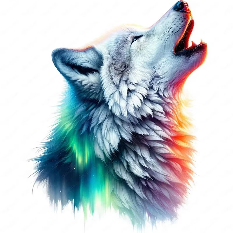 Mystical Aurora Wolf Self-Adhesive Toilet Stickers,Wall Decal Removable, Waterproof Vinyl  Decor Household Stickers M1664
