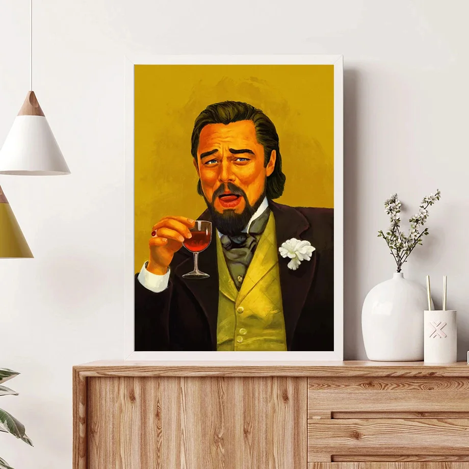 مضحك المشاهير ليو يضحك جانغو ميمي مستوحاة كالفين كاندي المشارك والمطبوعات حائط لوح رسم الفن صور ديكور المنزل