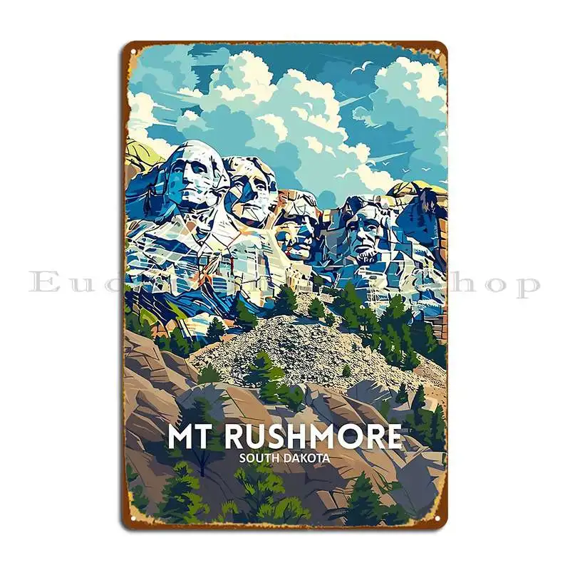 Mount Rushmore South Dakota United States Travel Art Metal Plaque Garage Garage Designs Funny Decoration Tin Sign Poster