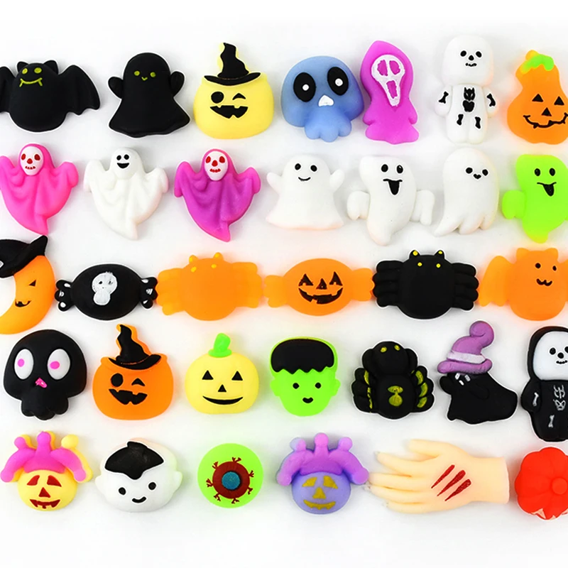 10/30Pcs Halloween Squeeze Toys Cute Pumpkin Skull Ghost Squeeze Stress Relief Toy For Halloween Party Kids Gift Fillers Rewards