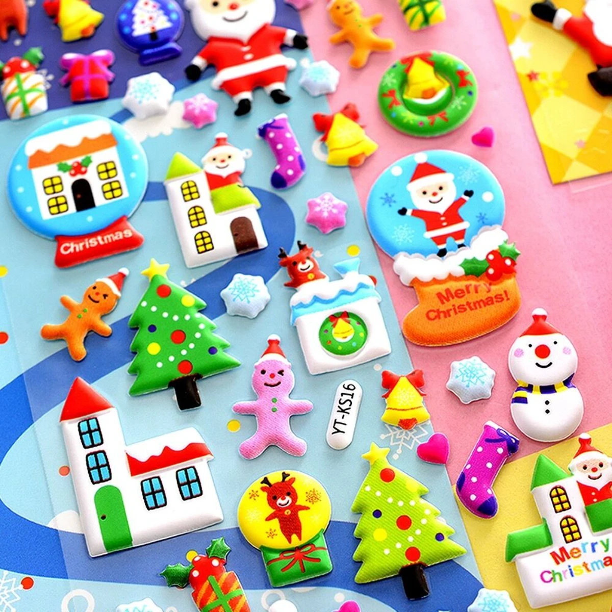 Kawaii Merry Christmas 3D Bubble Stickers Adhesive Stickers DIY Diary Stationery Sticker Children Gift School Office Supplies