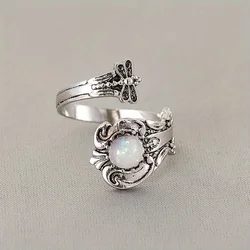 New Retro Bohemian Silver Color Adjustable Dragonfly Ring Ethnic Style Fashion New Women's Festival Party Gift Accessories