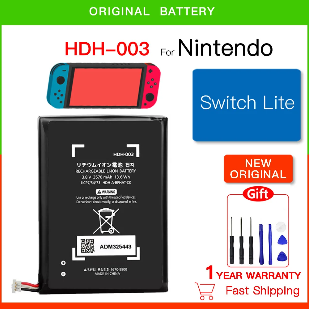 100% Orginal HDH-003 HDH 003 HDH003 3570mAh Battery For Nintend Nintendo Switch Lite Game Player Batteries+Free Repair Tools