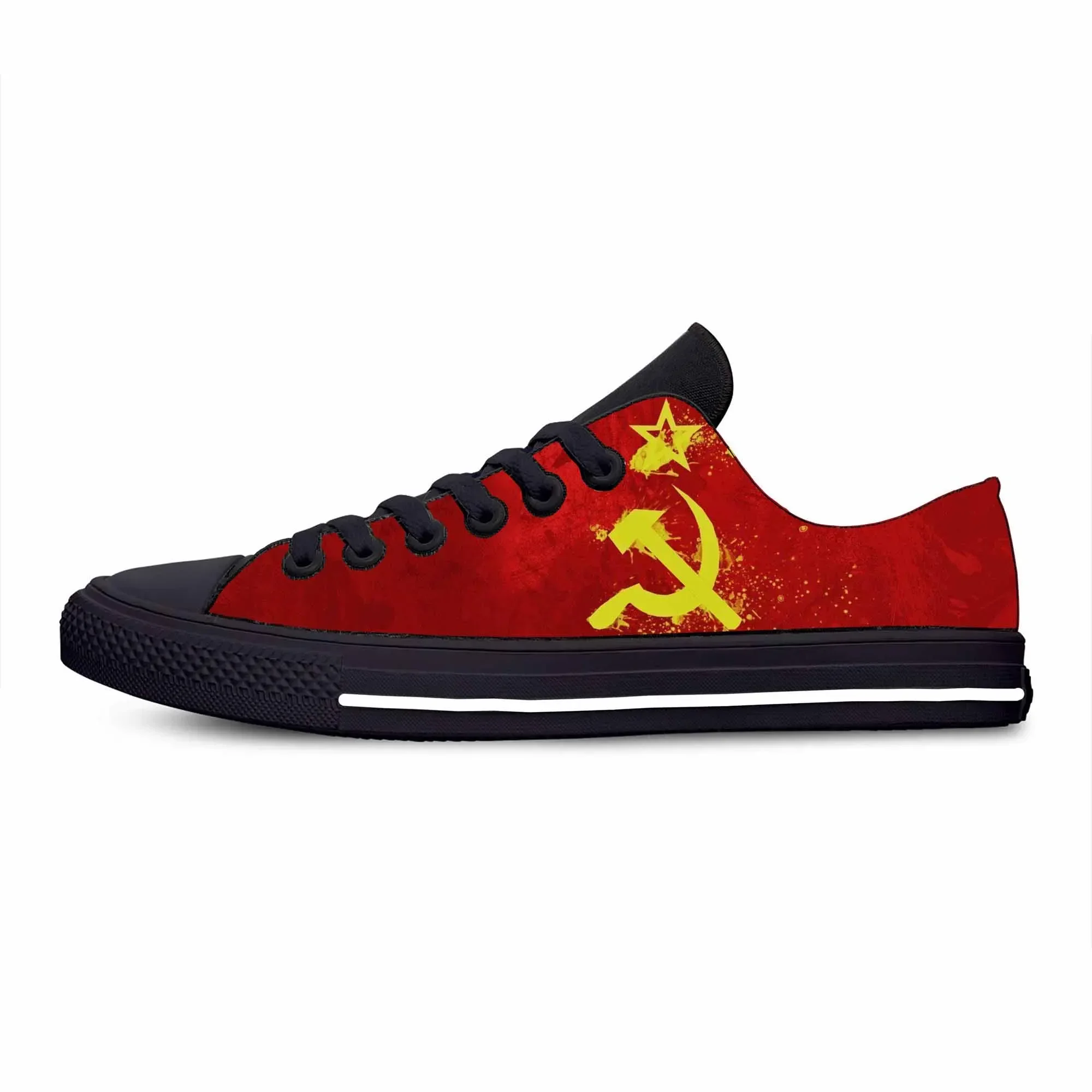 

Soviet Union CCCP USSR Flag Russia Hammer Sickle Casual Cloth Shoes Low Top Comfortable Breathable 3D Print Men Women Sneakers