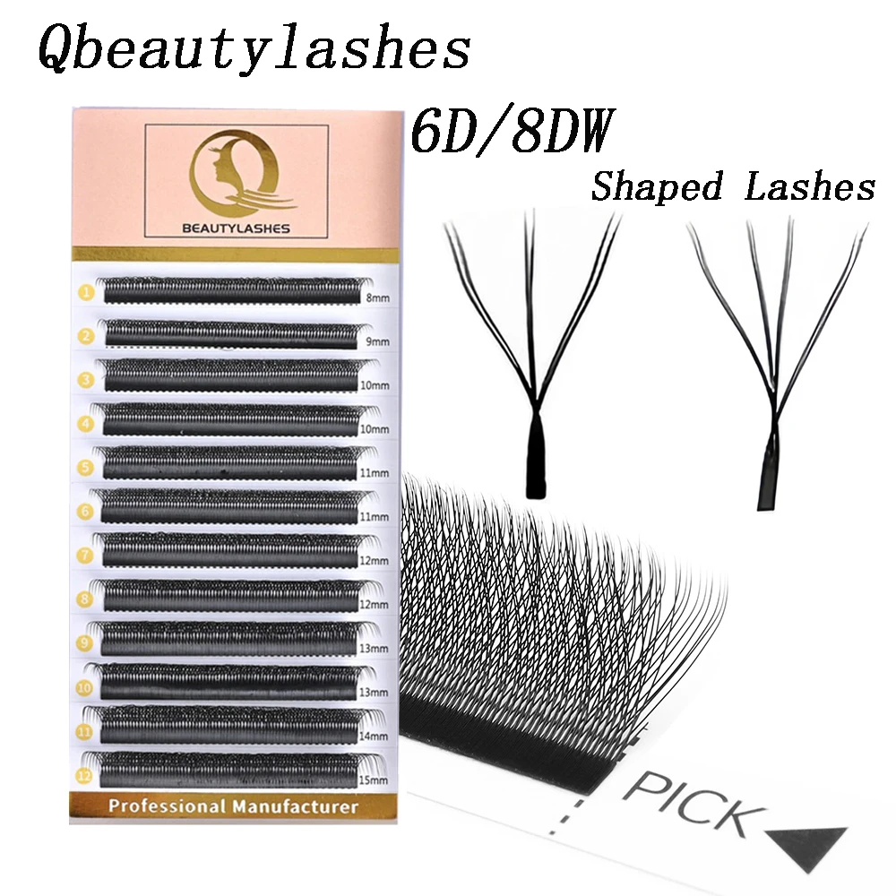 

Qbeautylashes yy cílios 4D 6D 8D W Shaped Eyelashes Extensions Premade Volume YY Shape Fake Lashes Natural Individual Lashes