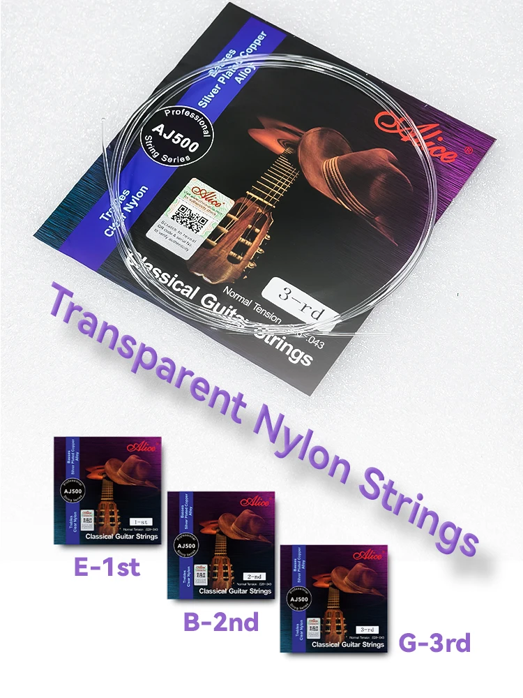 Alice Classical Guitar Strings AJ500 Composite Nylon Core Silver-plated Copper Alloy Windings Guitar Accessories