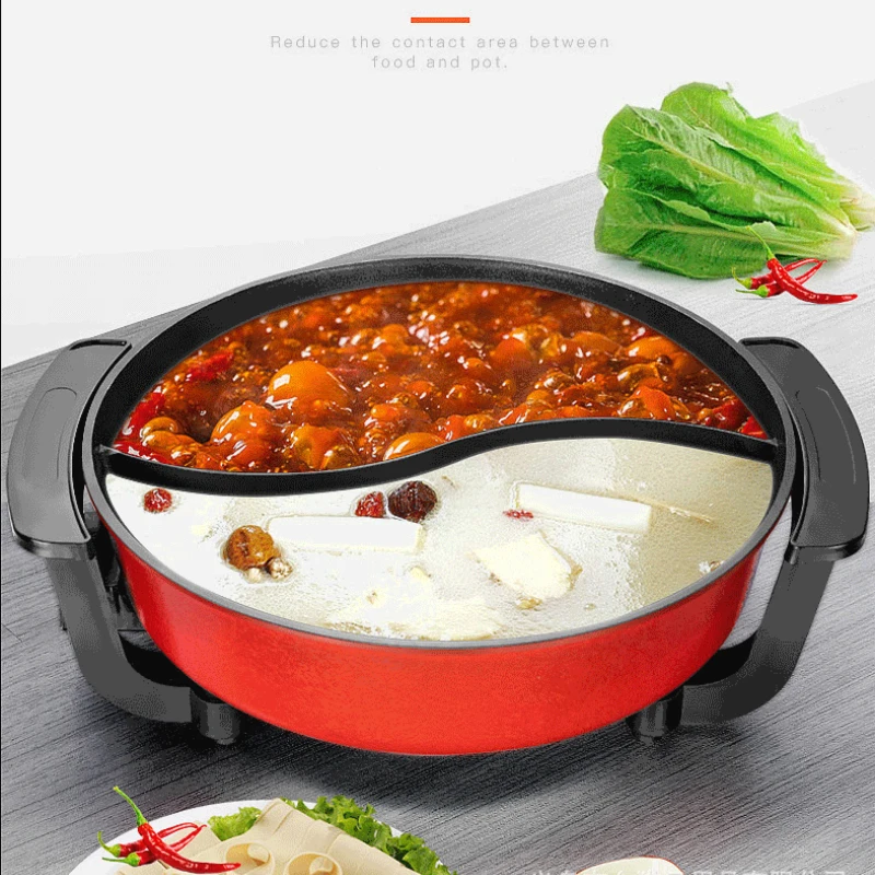 Large-capacity Korean electric hot pot, multi-function alloy cooling chassis, household mandarin duck electric hot pot