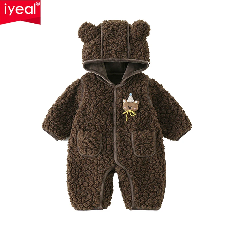 

IYEAL Toddler Cute Rompers Outerwear Snowsuits Newest Winter Warm Fleece Newborn Baby Boy Girl Cartoon Hooded Jumpsuit