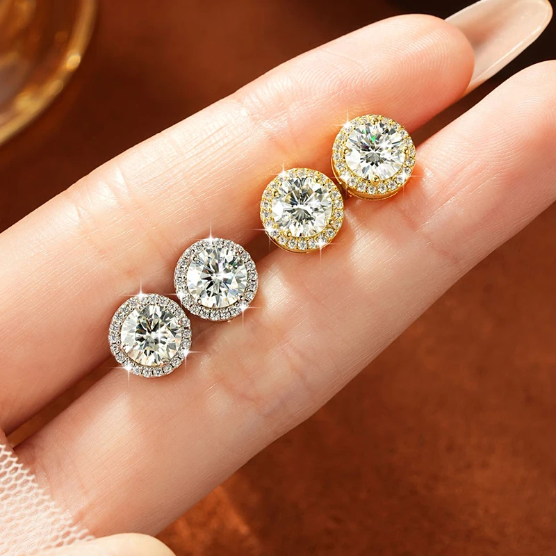 Rrjzz 0,5CT 1CT D-Farbe Brillanter Rundschliff Labor-Moissanit Halo Ohrstecker 14k Weißgold Plattiert Damen-Ohrringe Schmuck – Detail 16