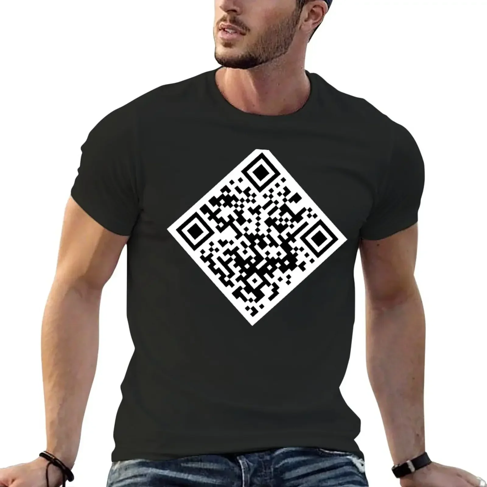 

Rick Roll QR code T-Shirt customs design your own essential t shirt cute tops mens graphic t-shirts pack