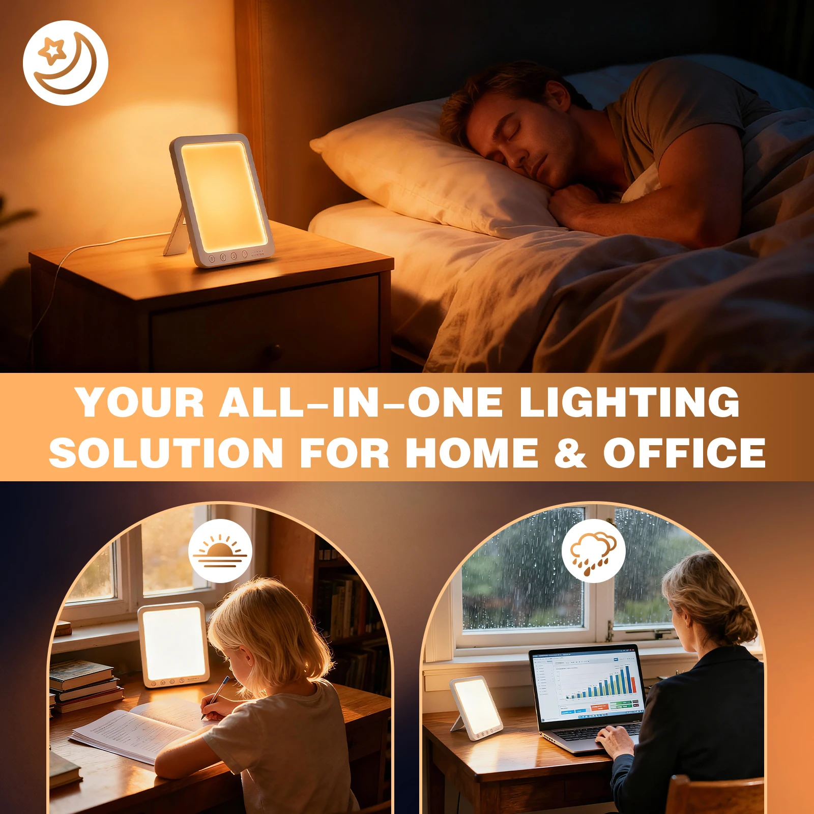Sleep Therapy Light Sad Lamp 10000Lux Daylight UV-Free 3 Color 5 Modes Dimmable Lamp Physiotherapy Mood Sleep Focus Night Light
