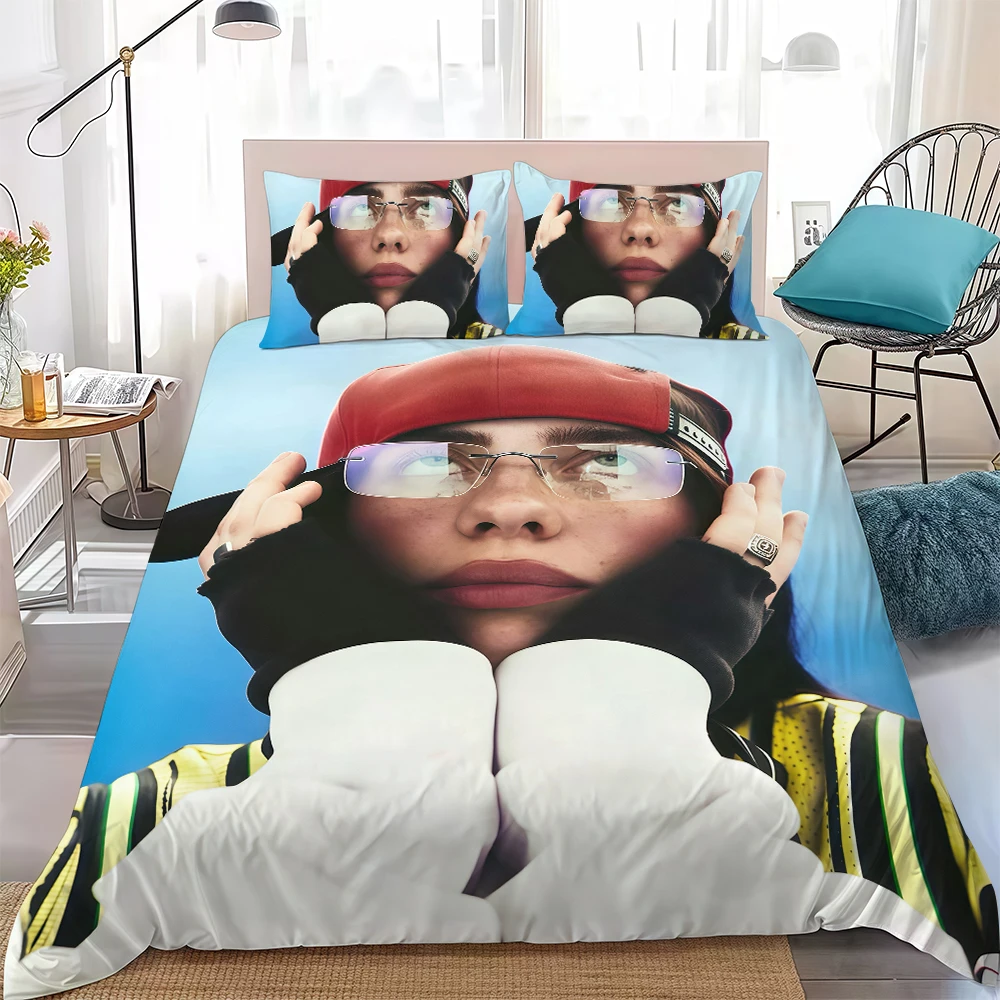 E-EilishS Singer B-BillieS Duvet Cover Set Soft Wash Bed 3 Piece Summer Comfortable Student Dormitory Home Baby Bedding seller view 6