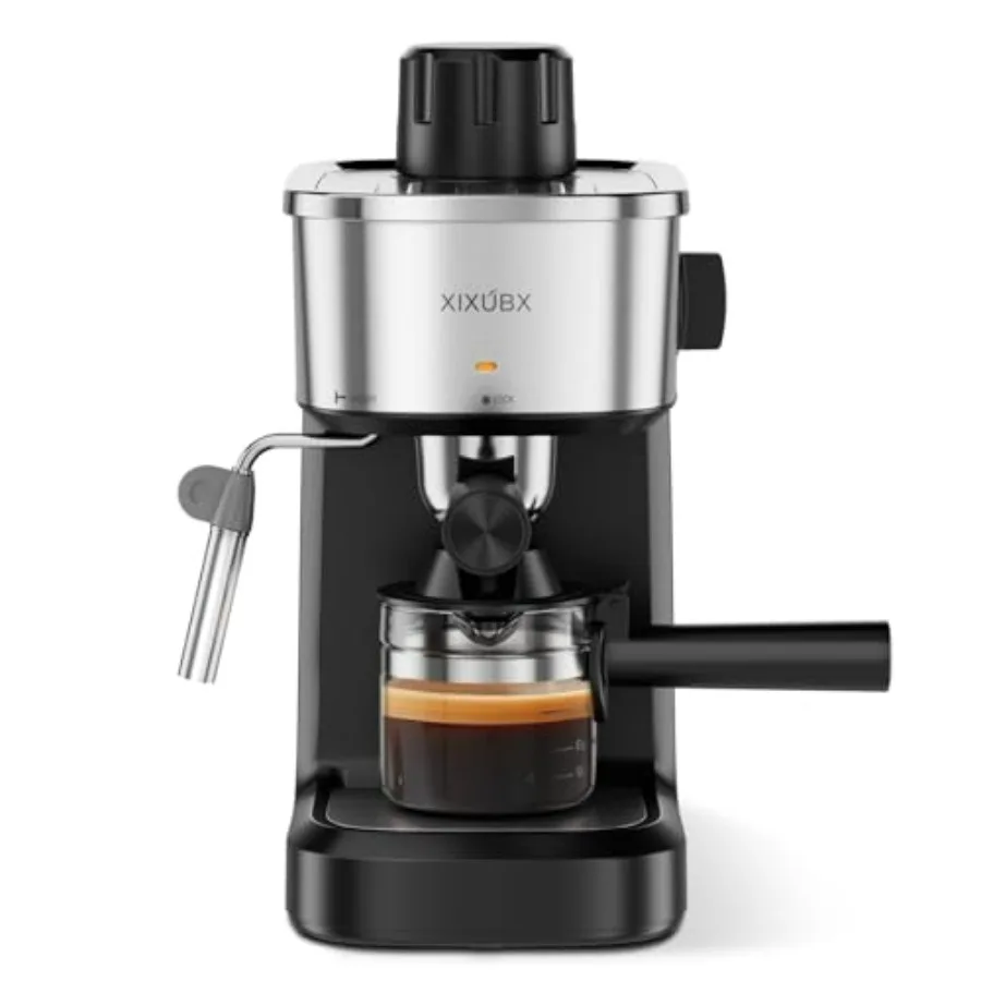 

6 Bar Espresso Machine 800W Compact Coffee Maker with Stainless Steel Cup Warmer Steam Milk Frother Automatic Pressure Relief C